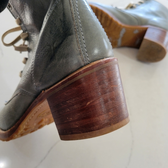 Frye Vintage Sabrina Blue Leather Lace Up Boots Size 8.5 - Picture 5 of 16